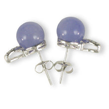 Load image into Gallery viewer, 14K White Gold X-Design Diamond &amp; Lavender Jade Stud Earrings