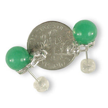 Load image into Gallery viewer, 14K White Gold X-Design Diamond &amp; Green Jade Stud Earrings