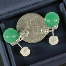 Load image into Gallery viewer, 14K White Gold X-Design Diamond &amp; Green Jade Stud Earrings