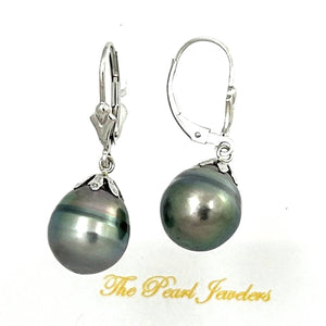 Classic Baroque Tahitian Pearl Dangle Earrings – 14k White Gold