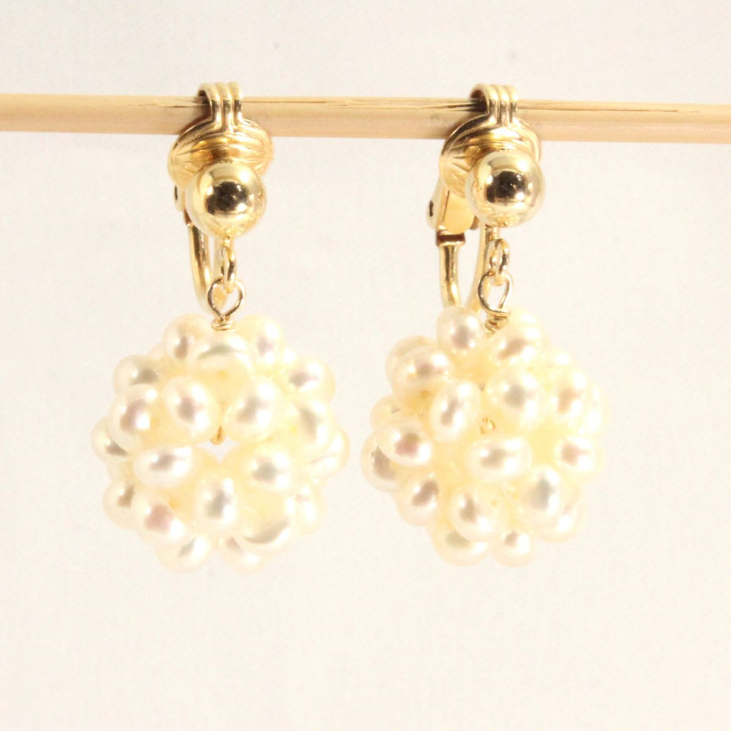 14k Gold Filled Clip-On Earrings – White Pearl Ball Drop