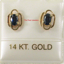 Load image into Gallery viewer, 14k Yellow Solid Gold Oval Cut Genuine Blue Sapphire Stud Earrings