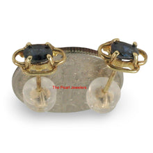Load image into Gallery viewer, 14k Yellow Solid Gold Oval Cut Genuine Blue Sapphire Stud Earrings