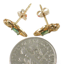 Load image into Gallery viewer, 14k Yellow Gold Genuine Marquise Green Emerald &amp; Diamond Stud Earrings