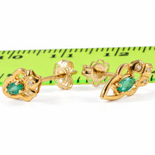 Load image into Gallery viewer, 14k Yellow Gold Genuine Marquise Green Emerald &amp; Diamond Stud Earrings