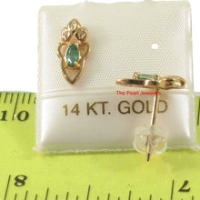 Load image into Gallery viewer, 14k Yellow Gold Genuine Marquise Green Emerald &amp; Diamond Stud Earrings