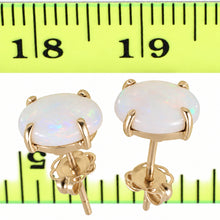 Load image into Gallery viewer, 14k Yellow Solid Gold Oval Shape Genuine Australian Opal Stud Earrings