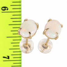 Load image into Gallery viewer, 14k Yellow Solid Gold Oval Shape Genuine Australian Opal Stud Earrings