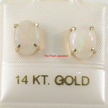 Load image into Gallery viewer, 14k Yellow Solid Gold Oval Shape Genuine Australian Opal Stud Earrings