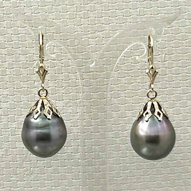12mm Baroque Tahitian Pearl Dangle Earrings – 14k Yellow Gold