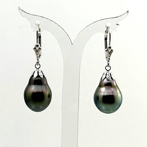 Classic Baroque Tahitian Pearl Dangle Earrings – 14kt White Gold