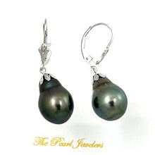 Load image into Gallery viewer, Classic Baroque Tahitian Pearl Dangle Earrings – 14kt White Gold