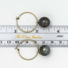 Load image into Gallery viewer, Tahitian Pearl Hoop Earrings – 14k Yellow Gold