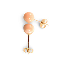 Load image into Gallery viewer, 14kt Gold 5-5.5mm Angel Skin Coral Bead Stud Earrings