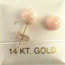 Load image into Gallery viewer, 14kt Gold 5-5.5mm Angel Skin Coral Bead Stud Earrings