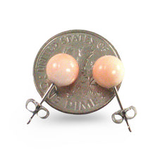 Load image into Gallery viewer, 14kt White Gold 6-6.5mm Angel Skin Coral Bead Stud Earrings