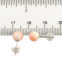 Load image into Gallery viewer, 14kt White Gold 6-6.5mm Angel Skin Coral Bead Stud Earrings