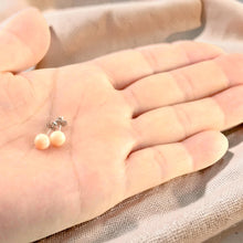 Load image into Gallery viewer, 14kt White Gold 6-6.5mm Angel Skin Coral Bead Stud Earrings