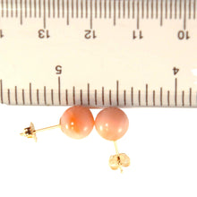 Load image into Gallery viewer, 14kt Gold 6.5-7mm Angel Skin Coral Bead Stud Earrings