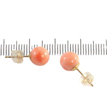 Load image into Gallery viewer, 14kt Gold 6.5-7mm Angel Skin Coral Bead Stud Earrings