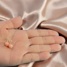 Load image into Gallery viewer, 14kt Gold 6.5-7mm Angel Skin Coral Bead Stud Earrings