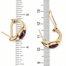 Load image into Gallery viewer, 14K Yellow Gold Omega Clip Garnet &amp; Diamond Earrings