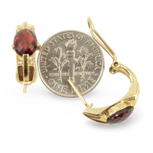 Load image into Gallery viewer, 14K Yellow Gold Omega Clip Garnet &amp; Diamond Earrings