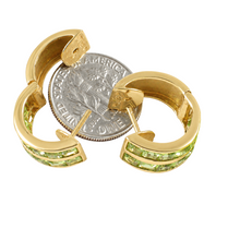 Load image into Gallery viewer, 14K Yellow Gold Omega Clip Peridot Channel Setting Earrings