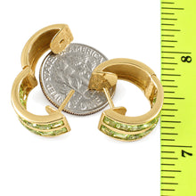 Load image into Gallery viewer, 14K Yellow Gold Omega Clip Peridot Channel Setting Earrings