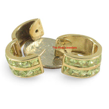 Load image into Gallery viewer, 14K Yellow Gold Omega Clip Peridot Channel Setting Earrings