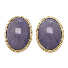 Load image into Gallery viewer, 14k Solid Yellow Gold Genuine Oval Cabochon Jasper Stud Earrings