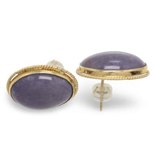 Load image into Gallery viewer, 14k Solid Yellow Gold Genuine Oval Cabochon Jasper Stud Earrings