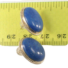 Load image into Gallery viewer, 14k Solid Yellow Gold Genuine Oval Cabochon Lapis Lazuli Stud Earrings