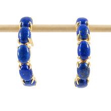 Load image into Gallery viewer, 14k Yellow Solid Gold with Oval Cut Natural Blue Lapis Lazuli Stud Earrings