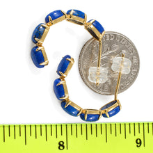 Load image into Gallery viewer, 14k Yellow Solid Gold with Oval Cut Natural Blue Lapis Lazuli Stud Earrings