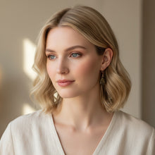 Load image into Gallery viewer, 14kt Solid Rose Gold Leverback Genuine Brown Tiger-Eye Dangle Earrings