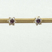 Load image into Gallery viewer, Beautiful Genuine Amethyst &amp; 12 Cubic Zirconia Stud Earrings