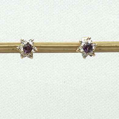 Beautiful Genuine Amethyst & 12 Cubic Zirconia Stud Earrings