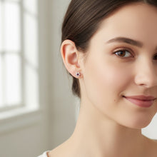 Load image into Gallery viewer, Beautiful Genuine Amethyst &amp; 12 Cubic Zirconia Stud Earrings