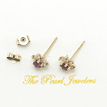 Load image into Gallery viewer, Beautiful Genuine Amethyst &amp; 12 Cubic Zirconia Stud Earrings