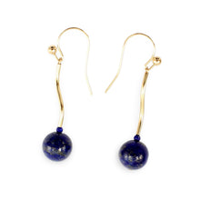 Load image into Gallery viewer, 14kt Solid Yellow Gold Blue Lapis Lazuli Dangling Earrings