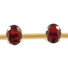 Load image into Gallery viewer, A Simple 14k Yellow Solid Gold Oval Cut Natural Garnet Stud Earrings
