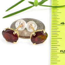 Load image into Gallery viewer, A Simple 14k Yellow Solid Gold Oval Cut Natural Garnet Stud Earrings