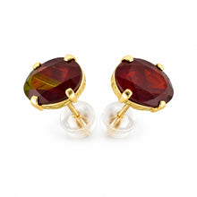 Load image into Gallery viewer, A Simple 14k Yellow Solid Gold Oval Cut Natural Garnet Stud Earrings