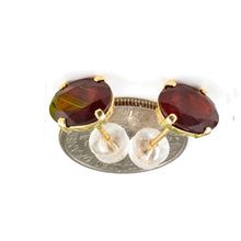 Load image into Gallery viewer, A Simple 14k Yellow Solid Gold Oval Cut Natural Garnet Stud Earrings