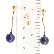 Load image into Gallery viewer, Blue Lapis Lazuli Dangling 14K Yellow Gold Earrings
