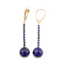 Load image into Gallery viewer, 14kt Solid Yellow Gold Blue Lapis Lazuli Dangling Earrings