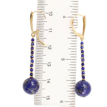 Load image into Gallery viewer, 14kt Solid Yellow Gold Blue Lapis Lazuli Dangling Earrings