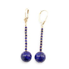 Load image into Gallery viewer, 14K Yellow Gold Blue Lapis Lazuli Dangling Earrings