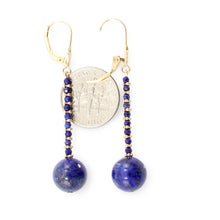 Load image into Gallery viewer, 14K Yellow Gold Blue Lapis Lazuli Dangling Earrings